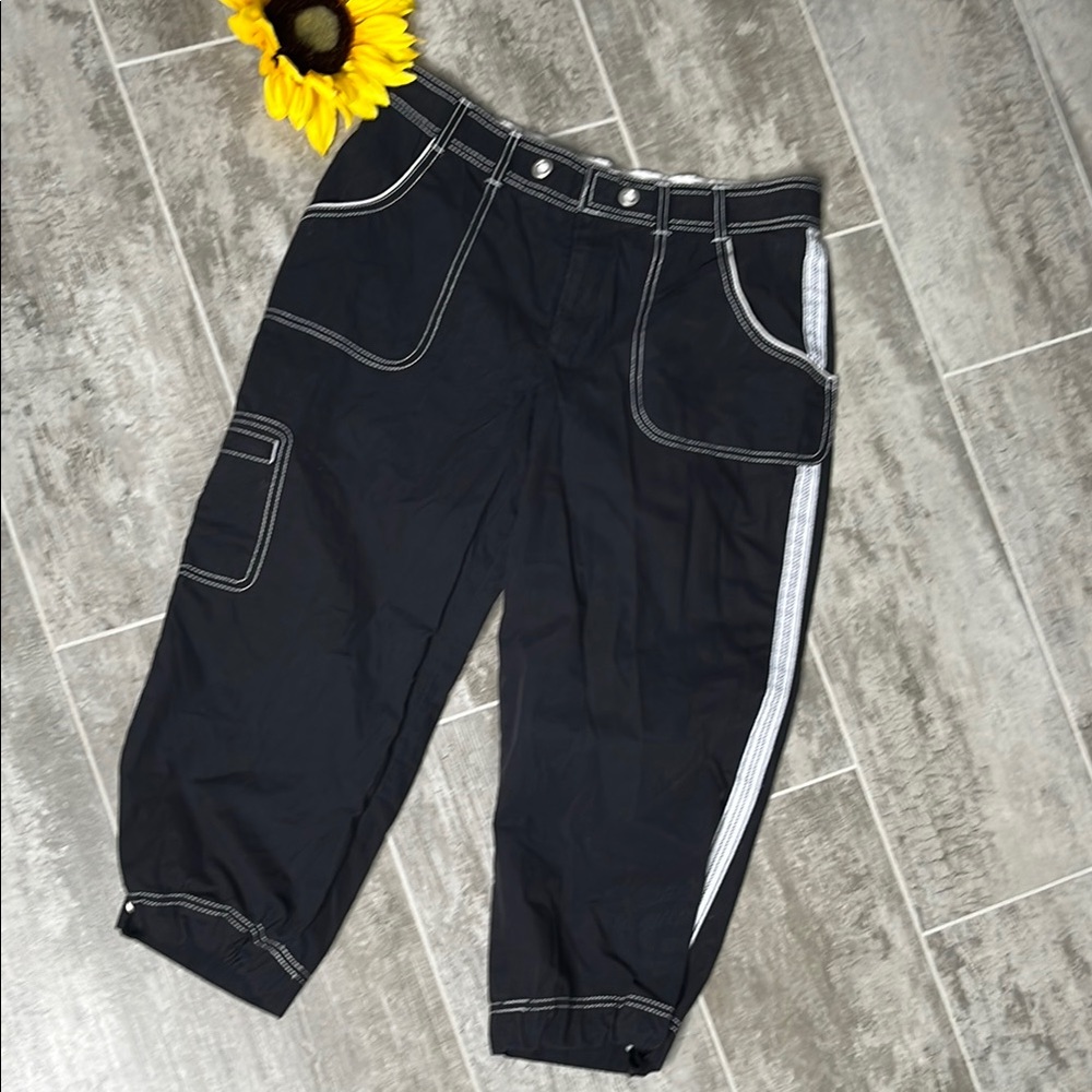 Black Cropped  Cargo Pants